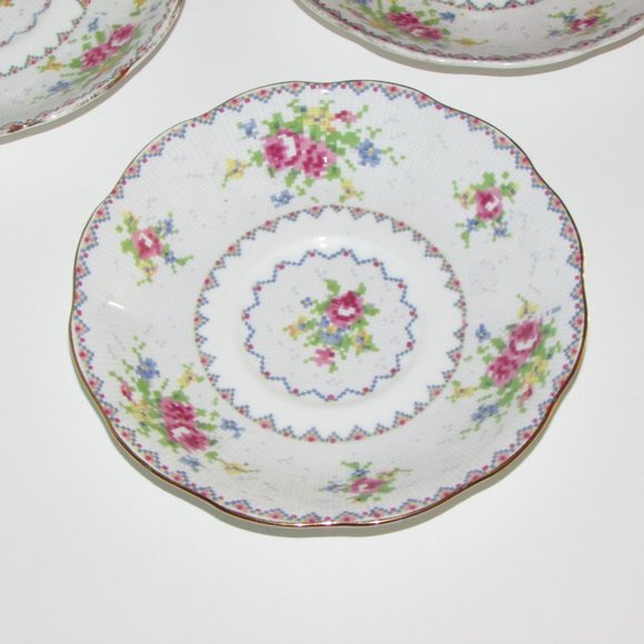 2 Royal Albert Petit Point Saucers for teacups Bone China England  Cottagecore - Picture 1 of 4